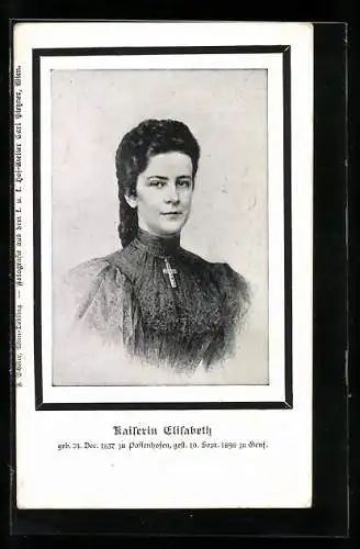 AK Kaiserin Elisabeth (Sissi) von Österreich, Portrait mit Halskette um 1900