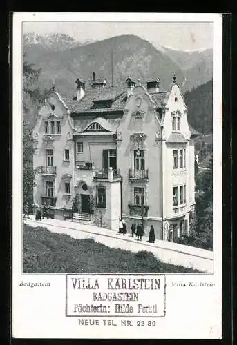 AK Badgastein, Villa Karlsten, Pächterin Hilde Ferstl