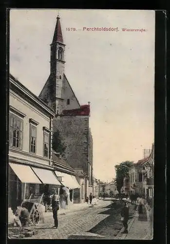 AK Perchtoldsdorf, Wienerstrasse mit Kirche