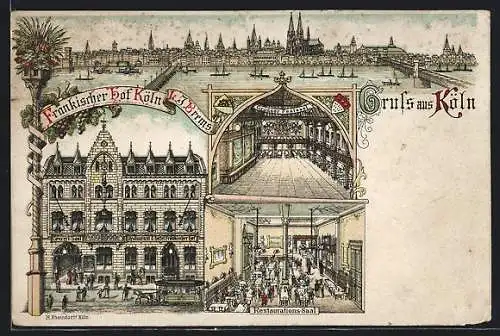 Lithographie Köln, Gasthaus Fränkischer Hof, Inh. J. Brems
