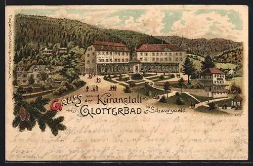 Lithographie Glotterbad, Kuranstalt