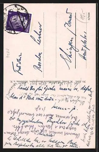 AK Buchhorn / See, Gasthaus zur Krone, Ruderboot am See