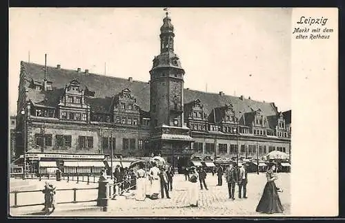 AK Leipzig, Markt mit dem alten Rathaus