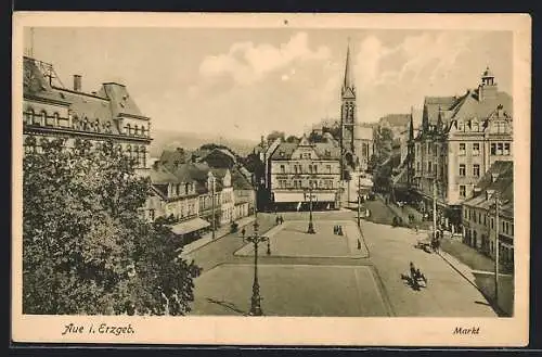 AK Aue i. Erzgeb., Markt mit Kirche
