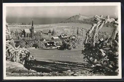 AK Altenberg i. Erzgeb., Teilansicht mit dem Geising im Schnee
