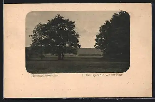 AK Hermannswerder, Ortspartie mit Bäumen