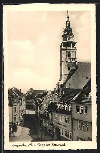 AK Langensalza i. Thür., Strassenpartie mit Gasthof zum Löwen am Kornmarkt