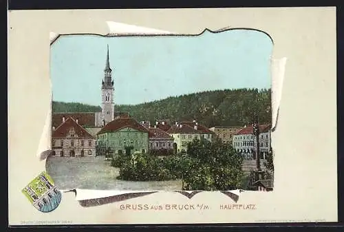 AK Bruck an der Mur, Blick über den Hauptplatz