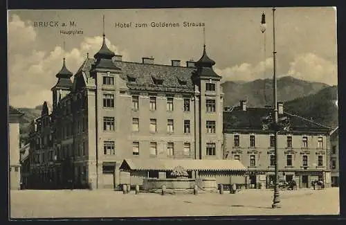 AK Bruck a. M., Hotel zum Goldenen Strauss am Hauptplatz