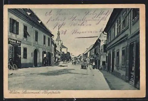 AK Wildon /Steiermark, Hauptplatz mit Geschäften