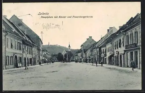 AK Leibnitz, Hauptplatz mit Kloster und Frauenbergerkirche