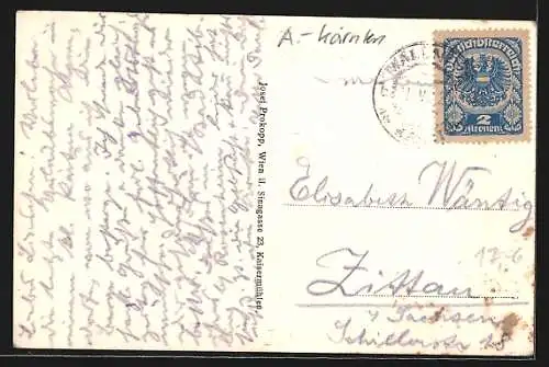 Künstler-AK Mallnitz, Teilansicht des Ortes mit Kirche