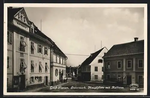 AK Gross-Florian /Steiermark, Hauptplatz mit Rathaus