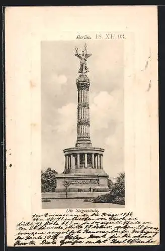 AK Berlin-Tiergarten, Die Siegessäule