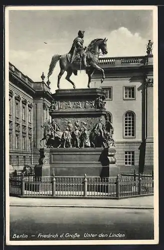 AK Berlin, Unter den Linden, Denkmal Friedrich der Grosse