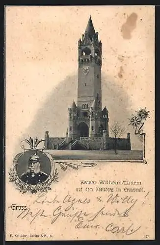 AK Berlin-Grunewald, Kaiser-Wilhelm-Turm auf dem Karlsberg
