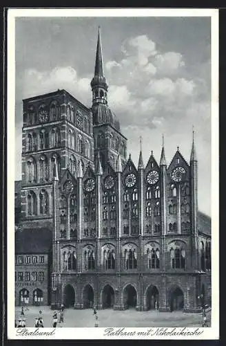 AK Stralsund, Rathaus mit Nikolaikirche