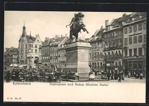 AK Kobenhavn, Hojbroplads med Biskop Absalons Statue