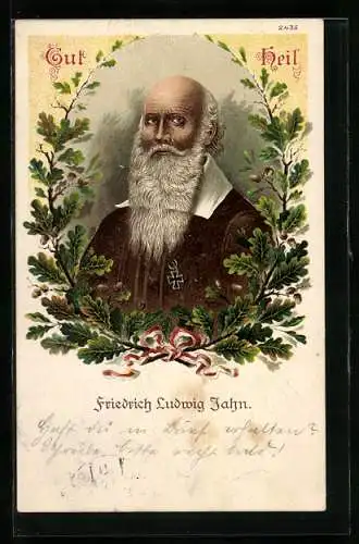Lithographie Friedrich Ludwig Jahn im Eichenkranz