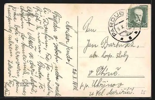 AK Pardubice, Ortspartie mit Teichanlage