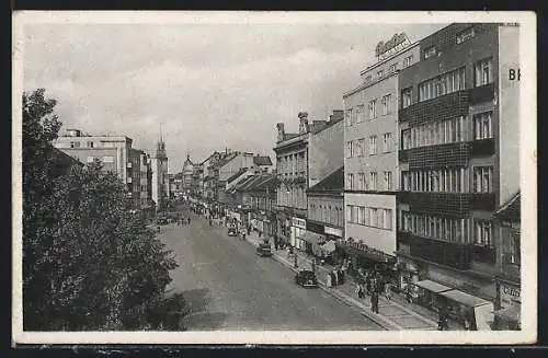 AK Pardubice, Strassenansicht aus der Vogelschau