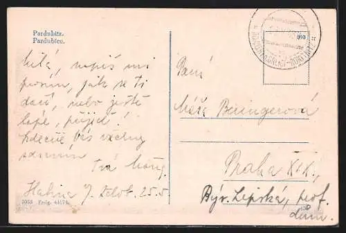 AK Pardubice, Ortsansicht aus der Vogelschau