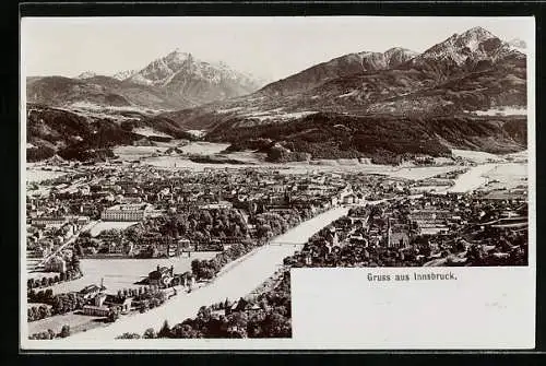 Foto-AK Fritz Gratl: Innsbruck, Panoramablick mit Alpen