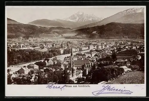 Foto-AK Fritz Gratl: Innsbruck, Ortsansicht aus der Vogelschau