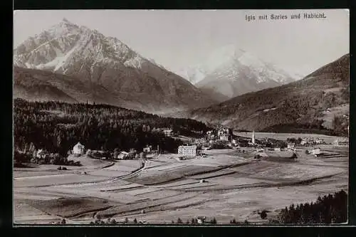 Foto-AK Fritz Gratl: Igls, Gesamtansicht mit Serles und Habicht