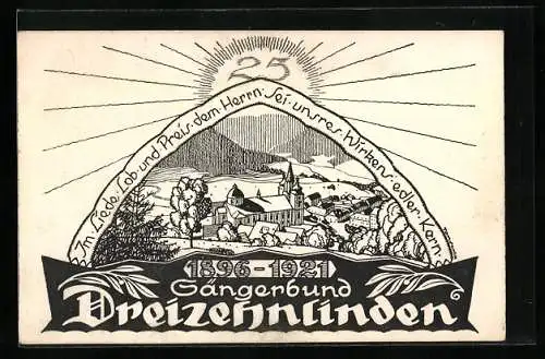 AK Wien, Sängerbund Dreizehnlinden 1896-1921, 25. jähr. Jubiläum, 29. Wiener Männerfahrt nach Mariazell 1921