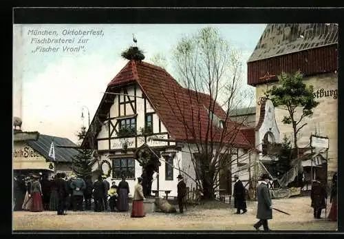 AK München, Oktoberfest mit Fischbraterei zur Fischer Vroni
