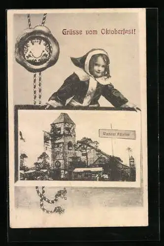 AK Gruss vom Oktoberfest, Münchner Kindl, Siegel, Winzerer Fähnlein