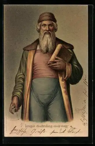 Künstler-AK H. Spiro: Johannes Gutenberg mit Buch