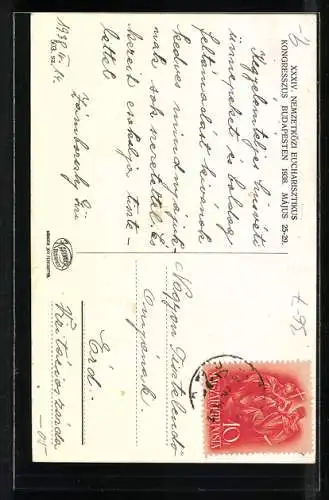 AK Budapest, XXXIV. Nemzetközi Eucharisztikus Kongresszu 1938, Eucharistia vinculum caritatis