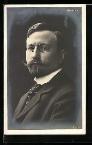 AK Schriftsteller Beyerlein mit Brille und Bart im Portrait