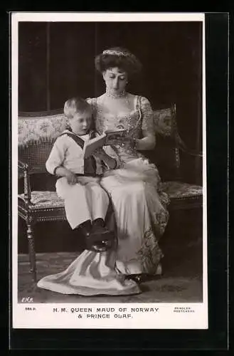 AK H. M. Queen Maud of Norway & Prince Olaf