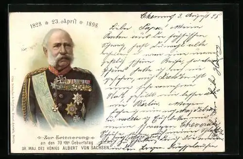 AK König Albert von Sachsen, Zur Erinnerung an den 70. Geburtstag 1828-1898