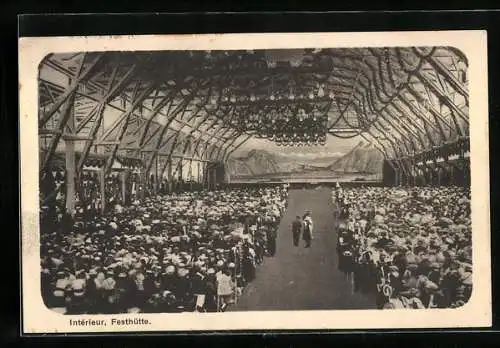AK Bern, Eidg. Schützenfest 17.-31. Juli 1910, Interieur, Festhütte