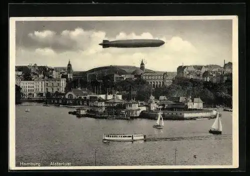 AK Hamburg, Zeppelinfahrt über die Alsterlust