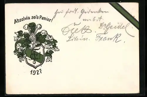 AK Absolvia sei`s Panier! 1927, Studentenwappen