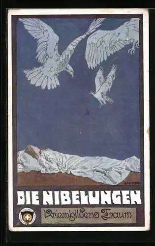 Künstler-AK Ernst Kutzer: Die Niebelungen, Kriemhildens Traum, Falken in der Luft