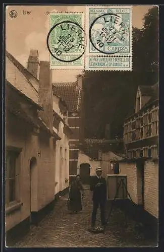 AK Lier, Maler steht mit seiner Staffelei in einer Gasse