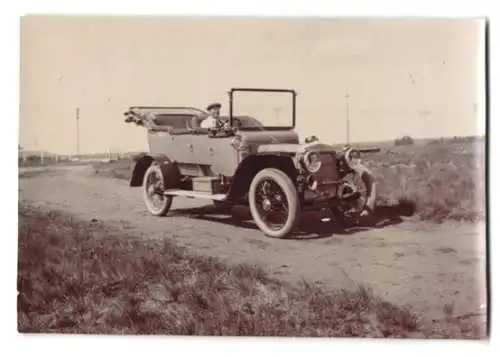 Fotografie Auto Cabriolet, offener Reisewagen mit Karbid-Lampen in Südafrika