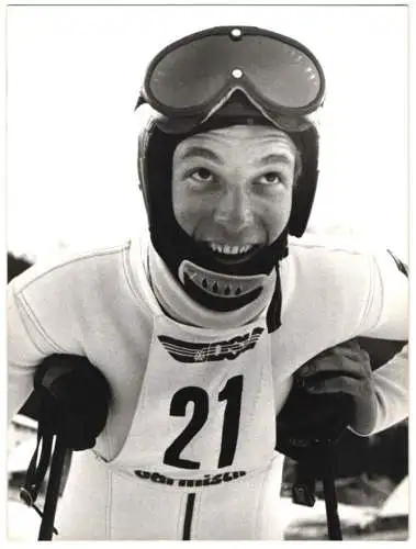 Fotografie Skirennfahrer Michael Veith beim Weltcup in Garmisch-Partenkirchen 1975
