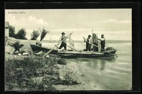AK Fischer mit Boot und Netzen am Bodensee