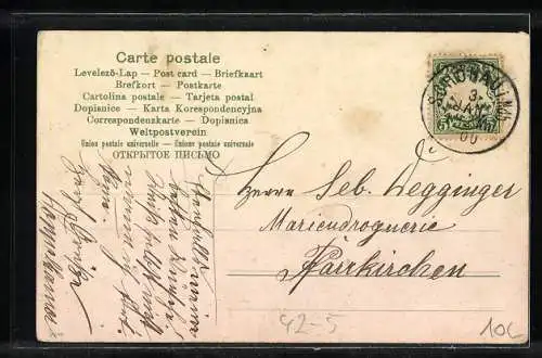 AK Jäger mit rauchender Flinte und erschrockener Mann, Jagdhumor