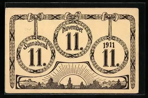 AK Seltenes Datum, 11.11.1911, Sonnenaufgang