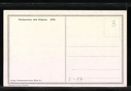 Künstler-AK Ferienreise mit Eilpost im Jahre 1830