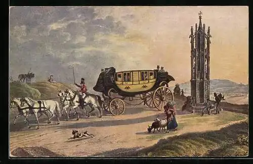 AK K. K. Eilpost im 19. Jahrhundert, Postkutsche