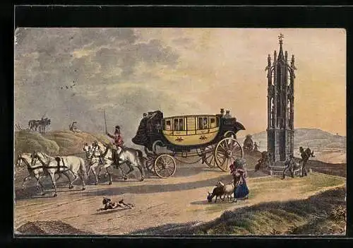 AK K. K. Eilpost im 19. Jahrhundert, Postkutsche